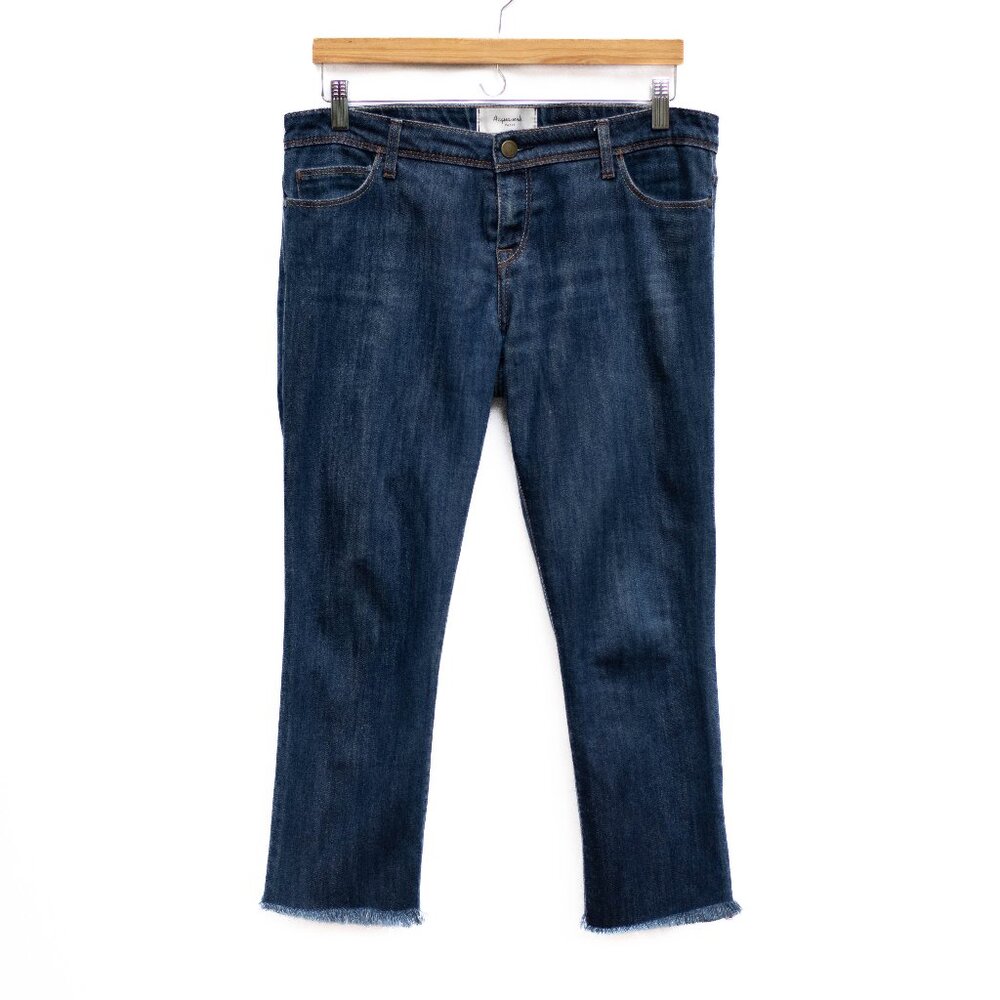 Acquaverde Nikky Cropped Jeans Women's 29 Blue Low Rise Raw Hem Y2K French Denim